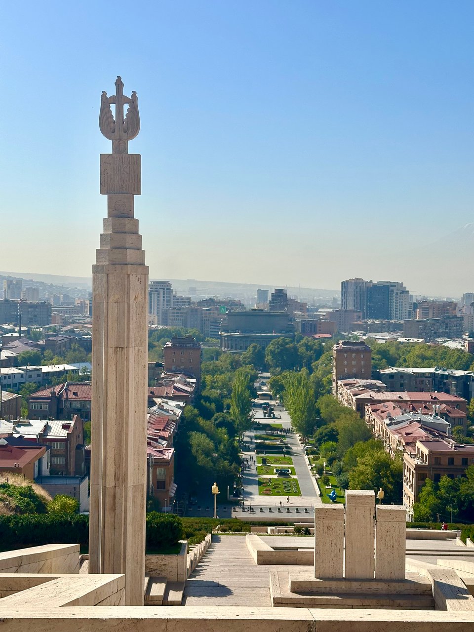 a view of yerevan from the top of the Cascade steps