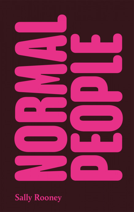 Normal People written in bubble font and on it's side against a black background.