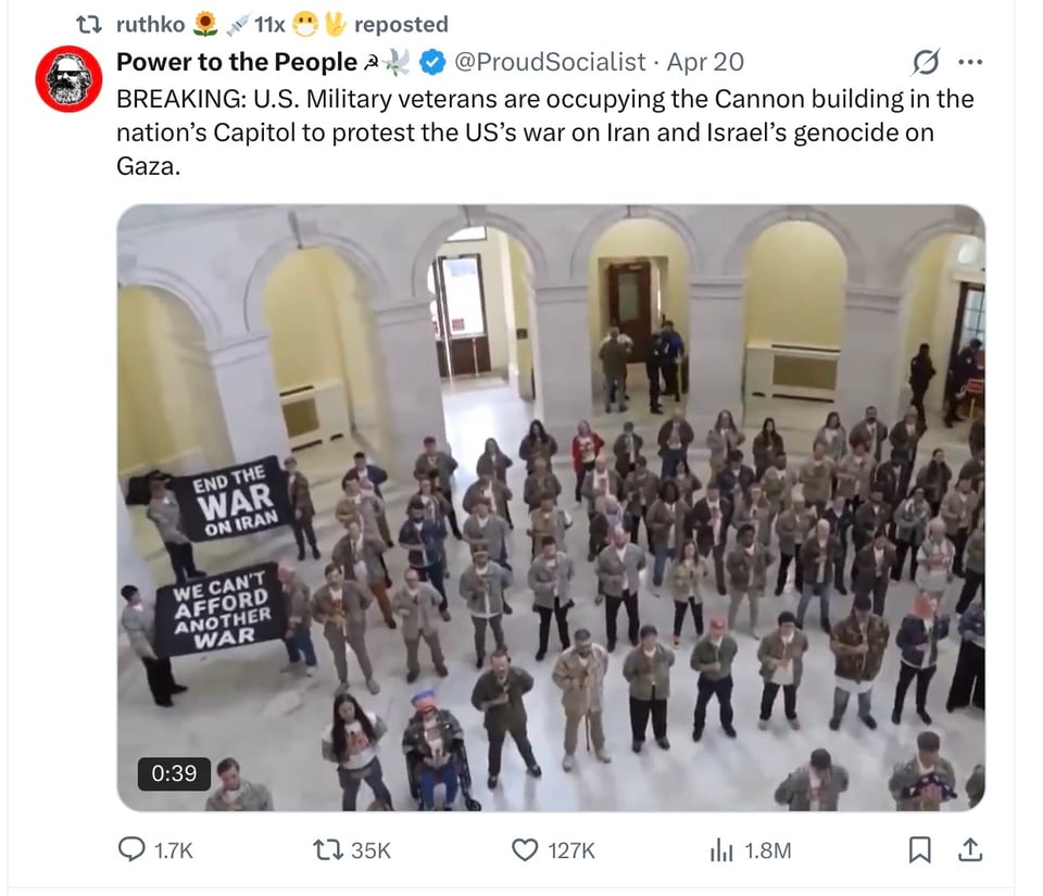 Vets protest the war in Iran