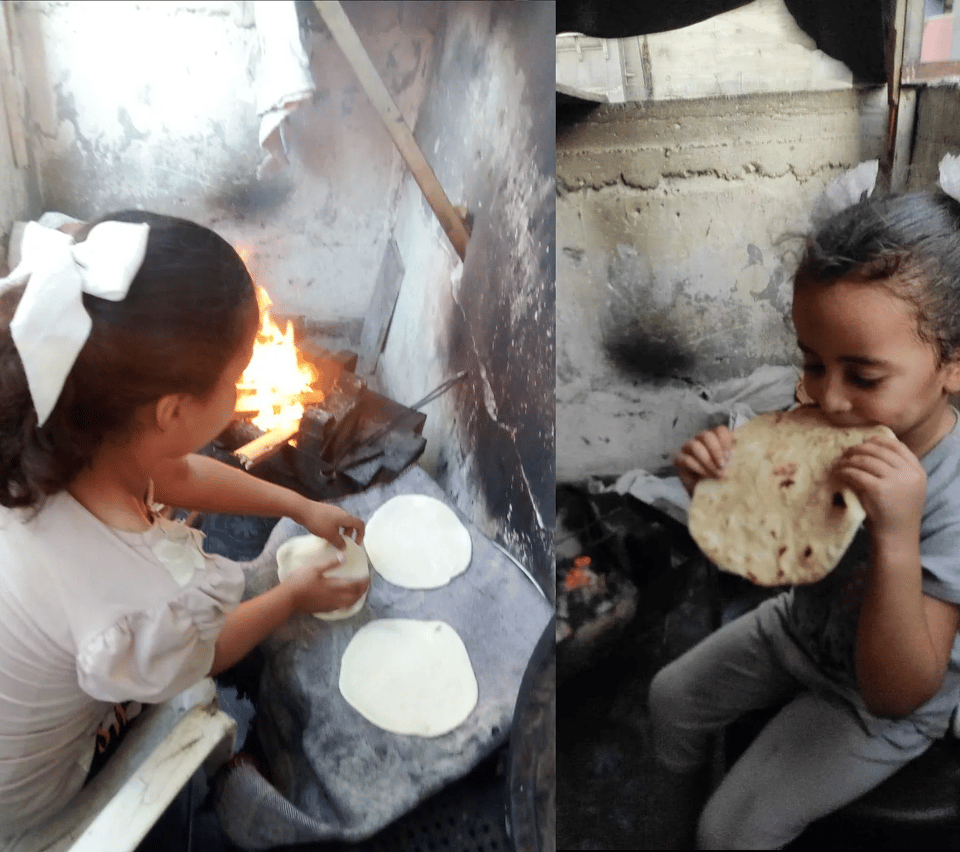 a young girl baking bread
