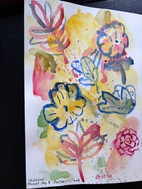 random leaf and flower shapes from watercolor splotches
