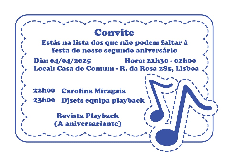 Convite Segundo Aniversário da Playback