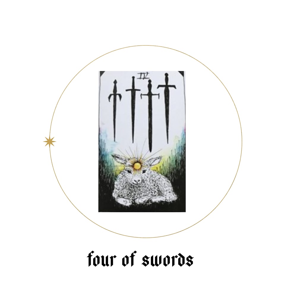 The four of swords card from the Wild Unknown