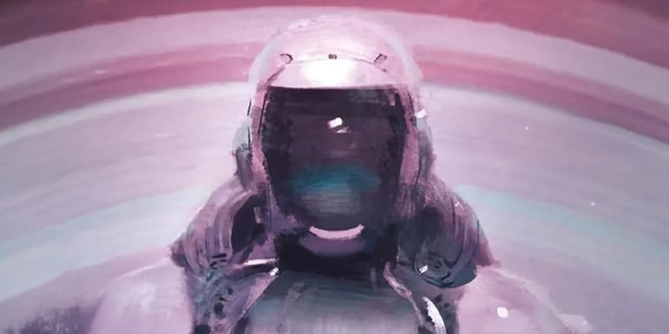 A lovely pastel painting of a Murderbot.