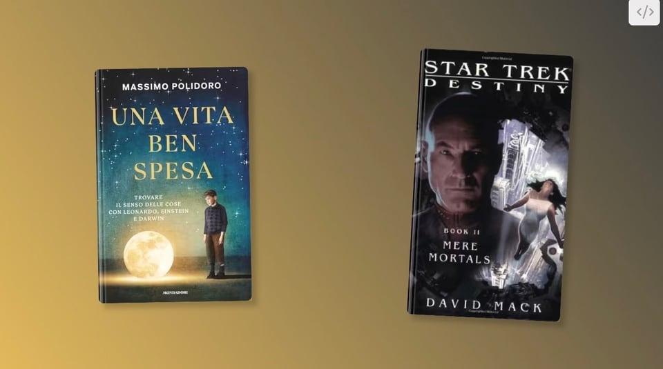 The covers for "Una vita ben spesa" and "Star Trek: Destiny: Mere Mortals"