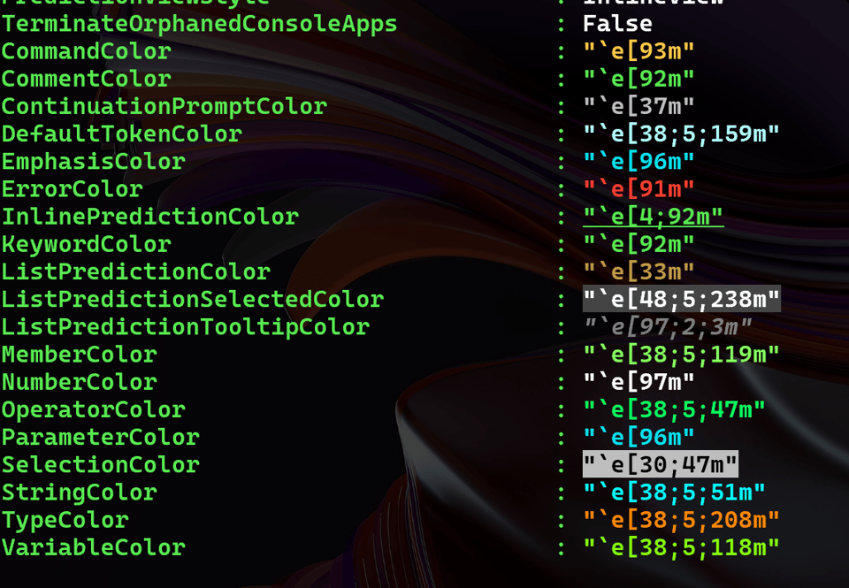 PSReadline color options