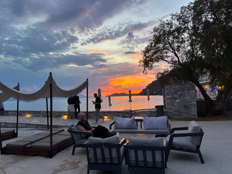 A sunset in a resort in Loutraki, Greece
