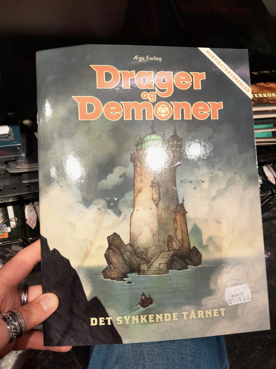 Couverture de Dragon and Demoner présentant un donjon sur une ile