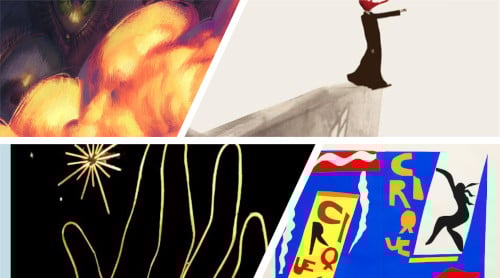 a collage including images of the cover art in the works from this month's newsletter