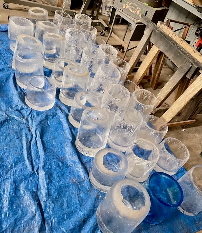 Ice luminaria ready to set out for a February candlelight hike a couple of years ago. (Last January, it was so warm we had to use paper-bag luminaria.) / Photo by Amy Jay