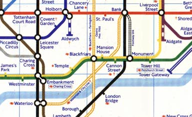 A portion of the 1987 tube map