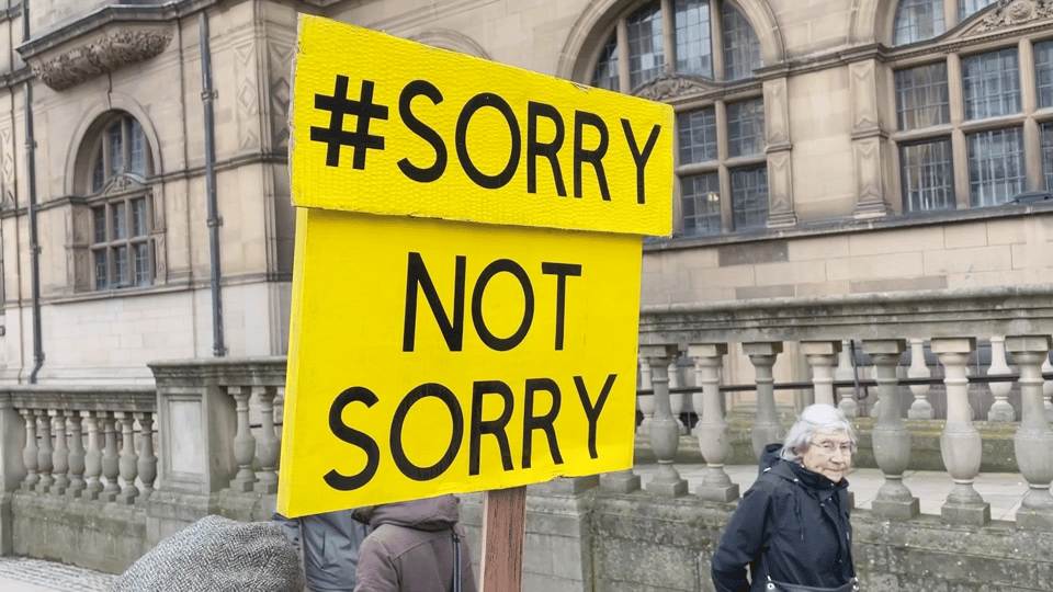 Demonstration outside Sheffield Town Hall