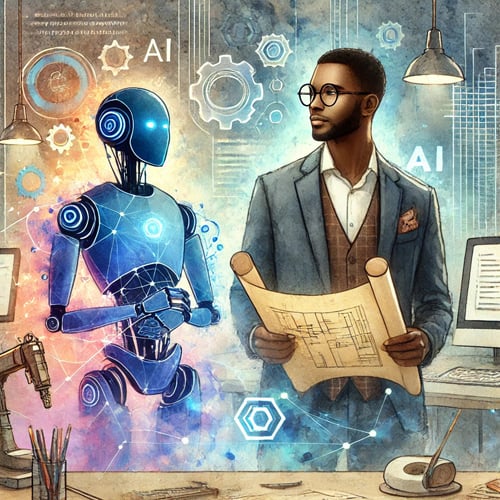 Professional next to a Robot