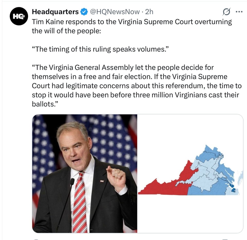 Senator Kaine of VA speaks out.