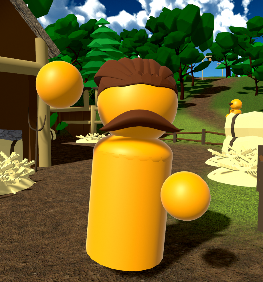 Meeple from My Liege that looks an awful lot like Addison, the author of this alt text and developer of the game. He says hi!