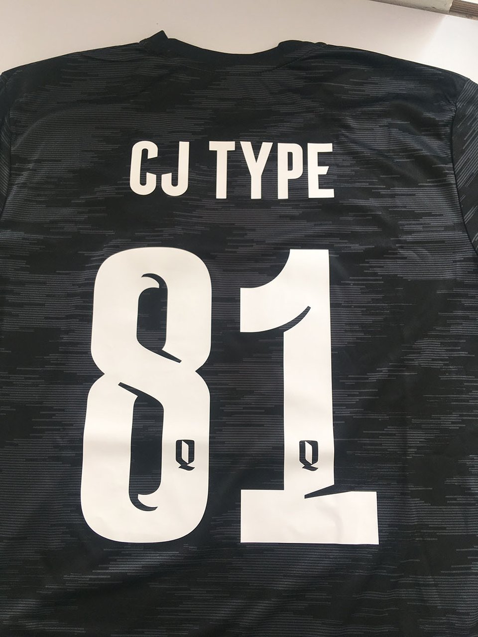 CJ Type soccer jersey typeset in Counterpress