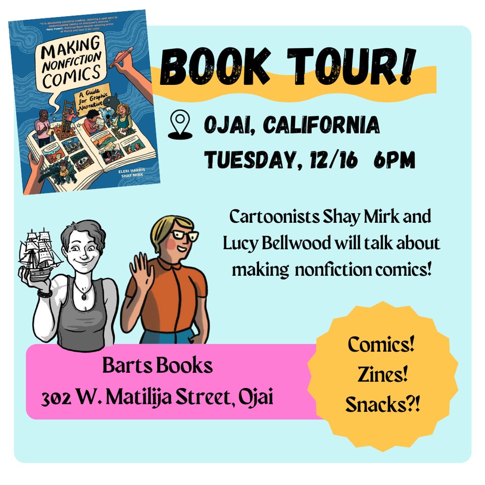 A promo graphic for the event at Bart's Books.