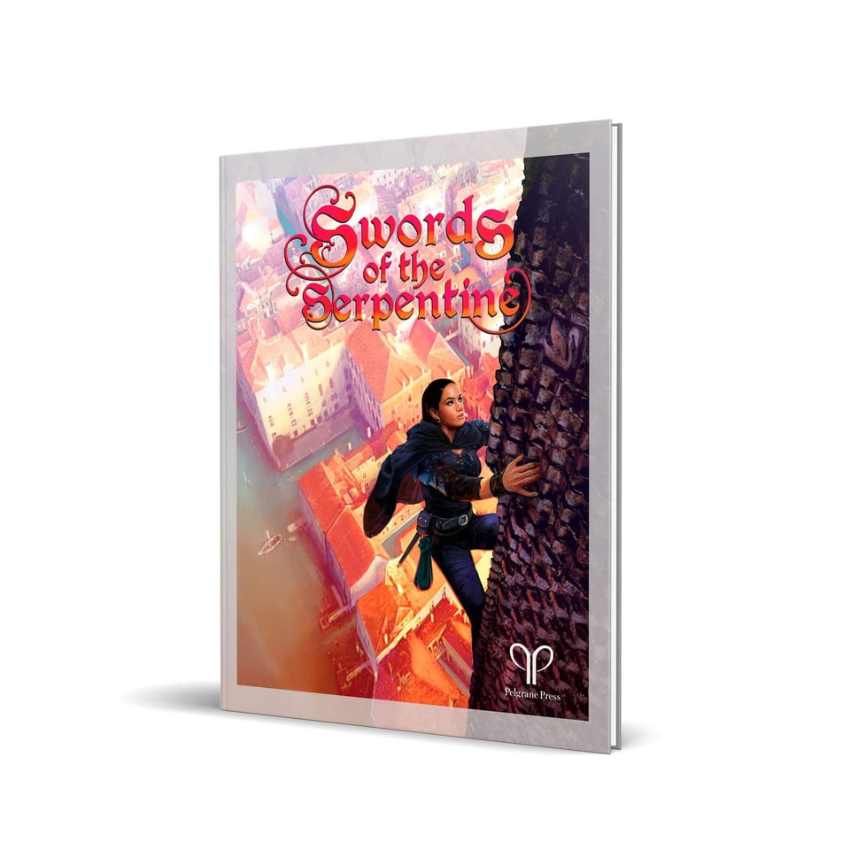 A thief climbs a tall tower, looking over her shoulder we see she is at a dizzying height, a city stretches out below her; buildings, boats and canals.