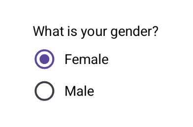 A question: What is your gender? With two radio buttons: Female and Male. Female is selected.