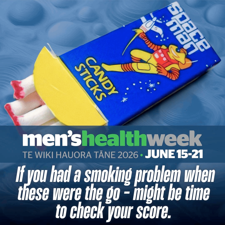 A pack of candy sticks with the text " If you had a smoking problem when there were the go - might be time to check your score."
