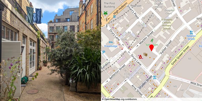 A picture and map of the mews