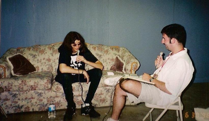 James interviewing Joey Ramone at Lollapalooza 1996 (courtesy James VanOsdol)