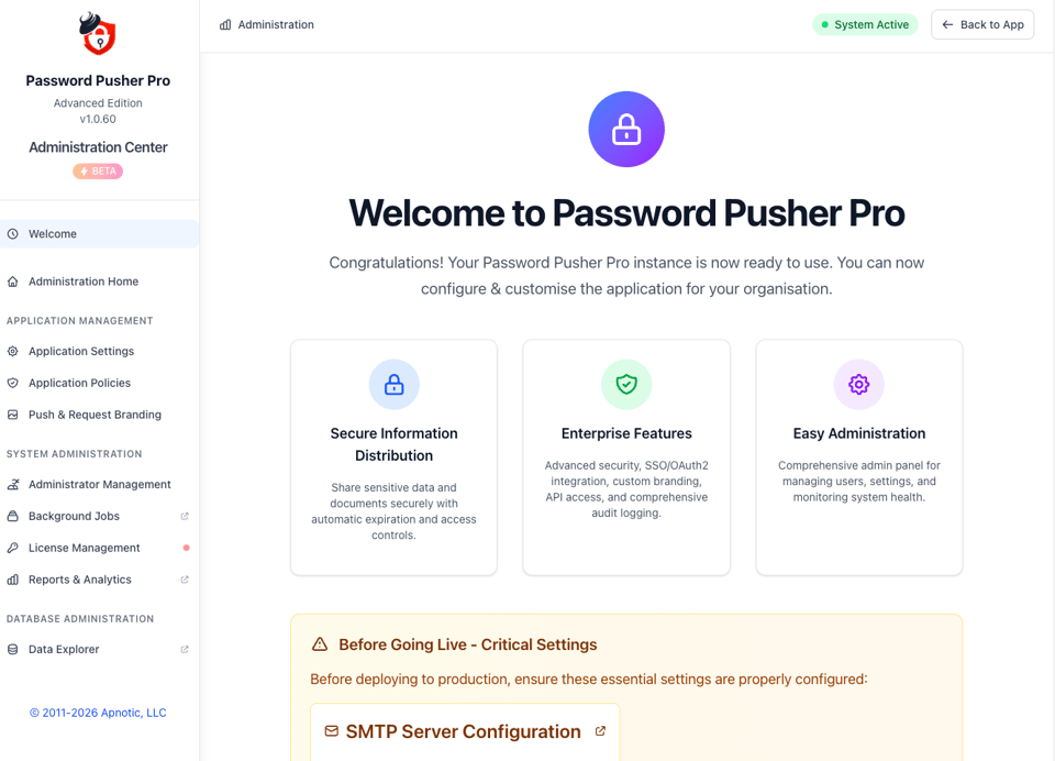 Self-Hosted Pro Admin Dashboard