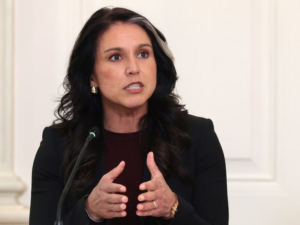 Director of National Intelligence Tulsi Gabbard speaks during an event where President Donald Trump delivered an announcement on his Homeland Security Task Force at the White House, October 23, 2025 in Washington