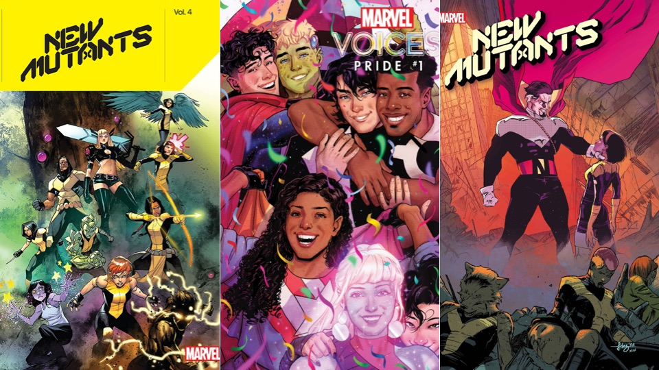 The covers of New Mutants Vol. 4, Marvel Voices Pride 2022, and New Mutants: Lethal Legion #2!