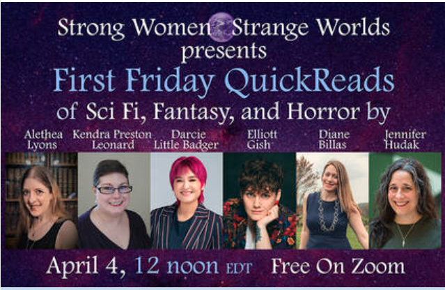 Images of authors Alethea Lyons, me, Darcie Little Badger, Elliott Gish, Diane Billas, and Jennifer Hudak on a starry background