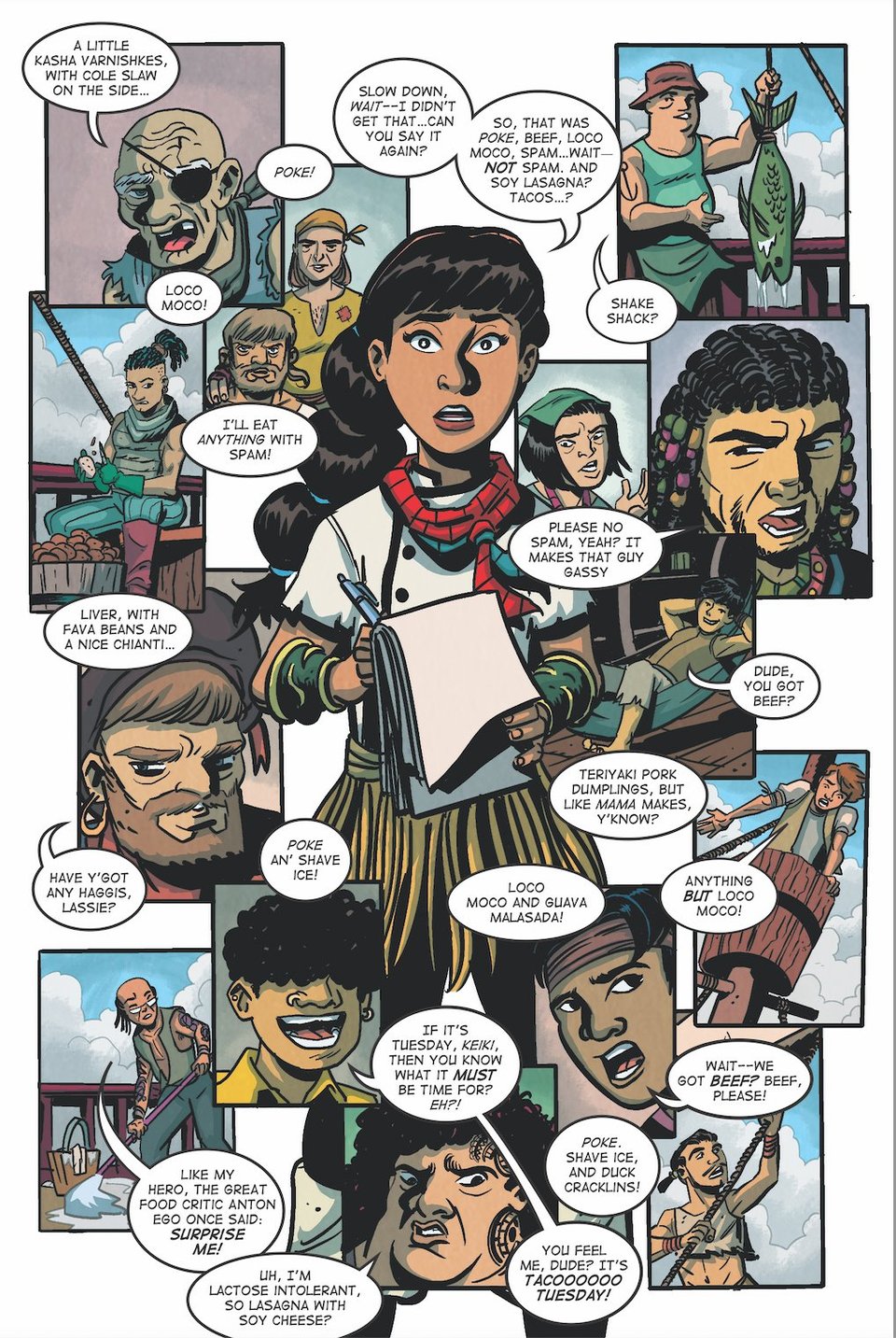 a page from the Savor short story in the Pots and Panels comic cook book anthology
