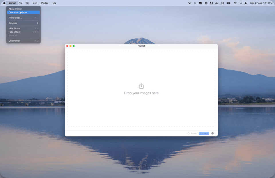 Picmal check for updates in preferences