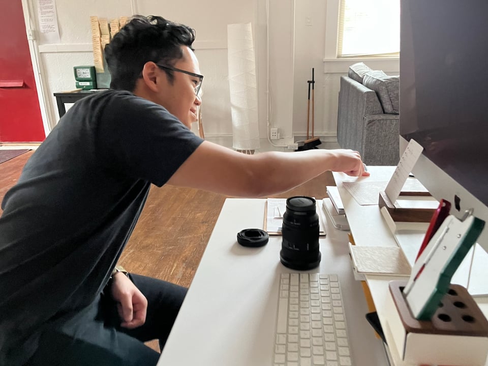 Norton spot-checking a desk.