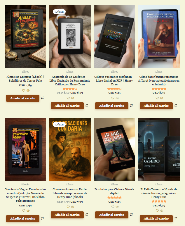 Algunos de los ebooks disponibles en henrydrae.com/tienda-entendeme