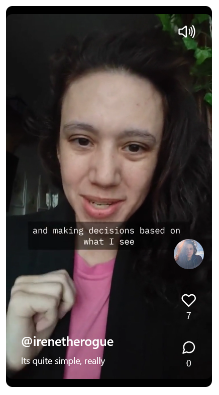 same day, same pink shirt, different vid, my expression is much softer in this one