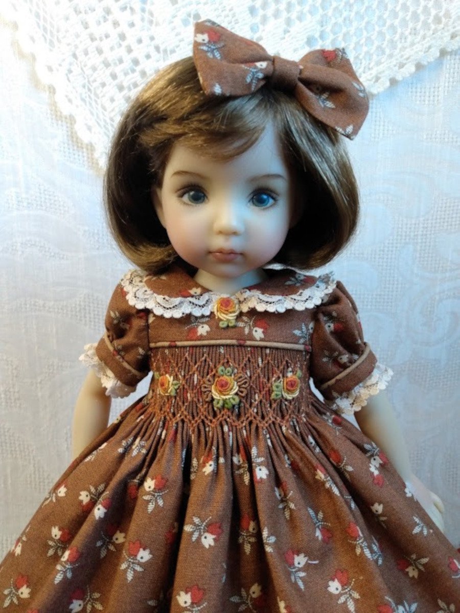 Fall smocked doll dress