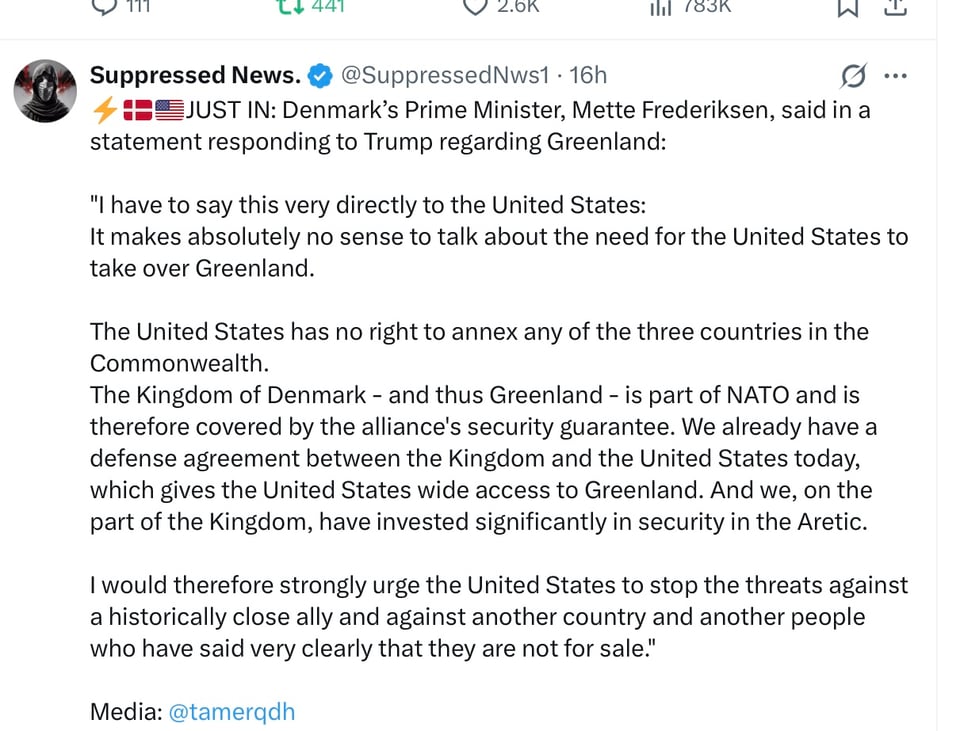 Denmark’s Prime Minister's response to Trump