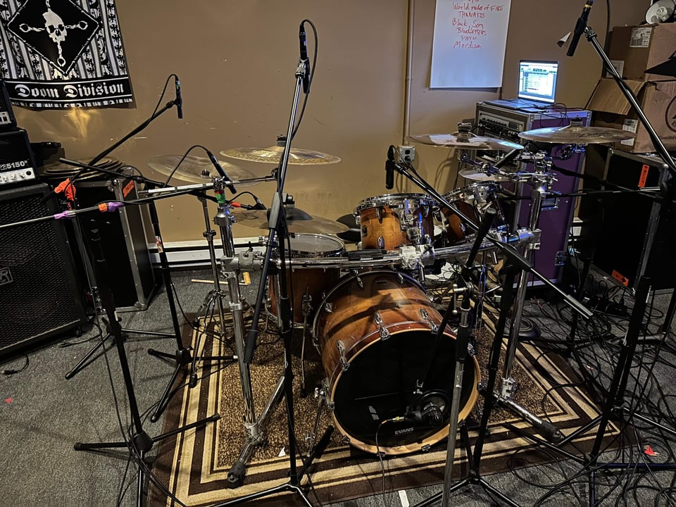 Drum set in the studio