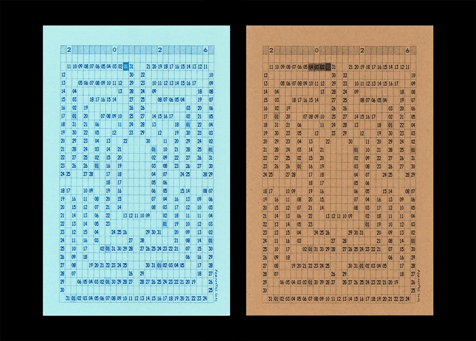 a calendar made of numbers arranged in a continuous maze-like pattern on a grid