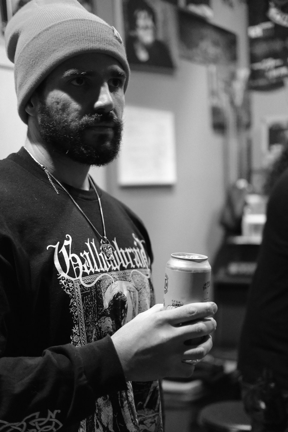 Mike drinking a beer