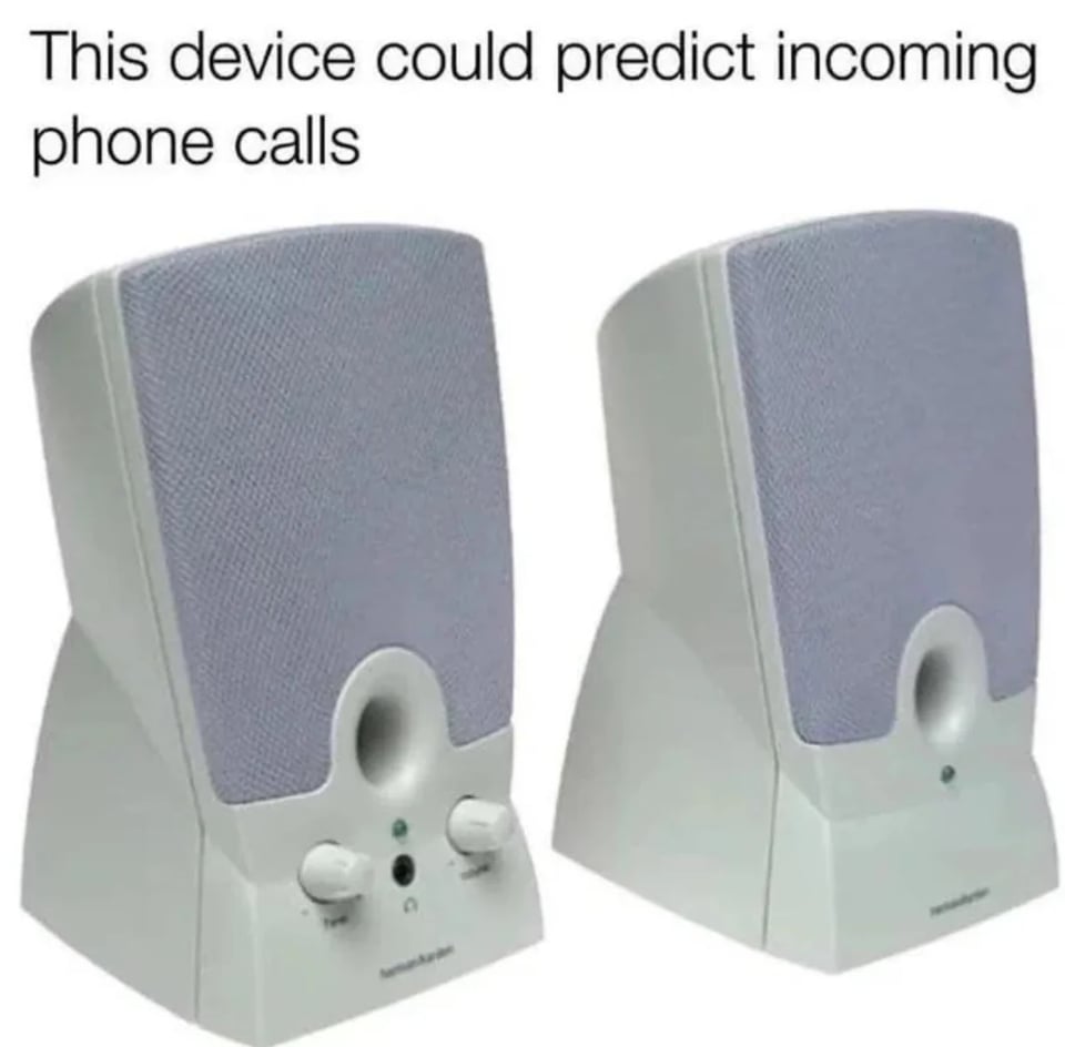 Meme about the speakers and telephone calls