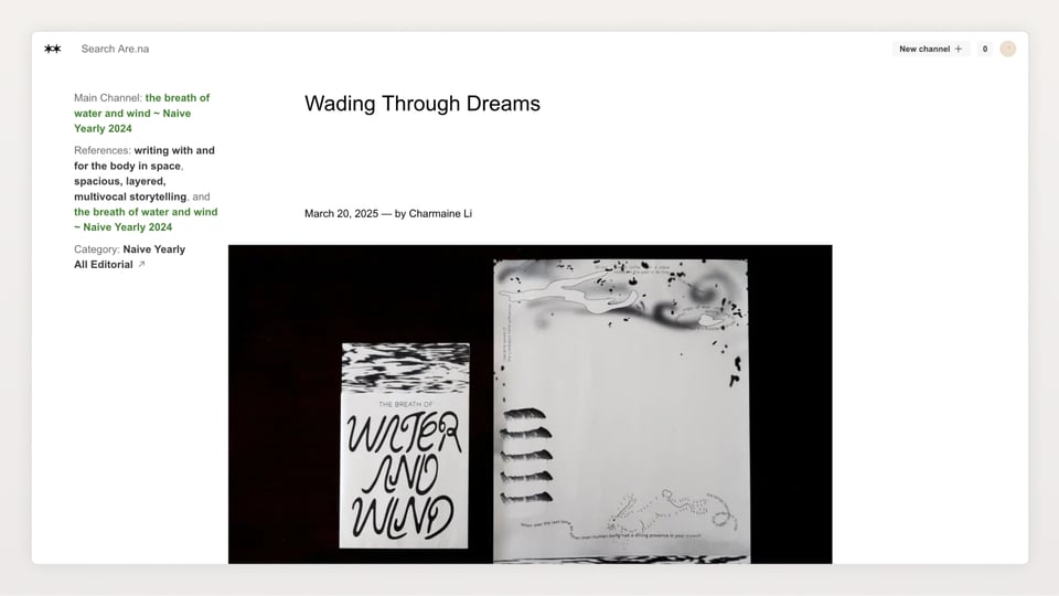 a webpage with a title, bylie and image, and on the left margin, metadata like Main Channel, References, and Category.