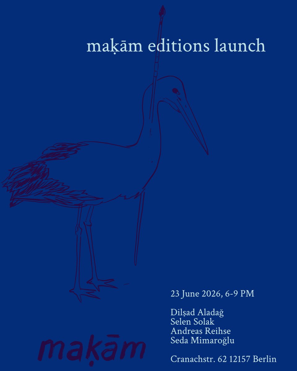 dark blue flyer with an arrow-stork image