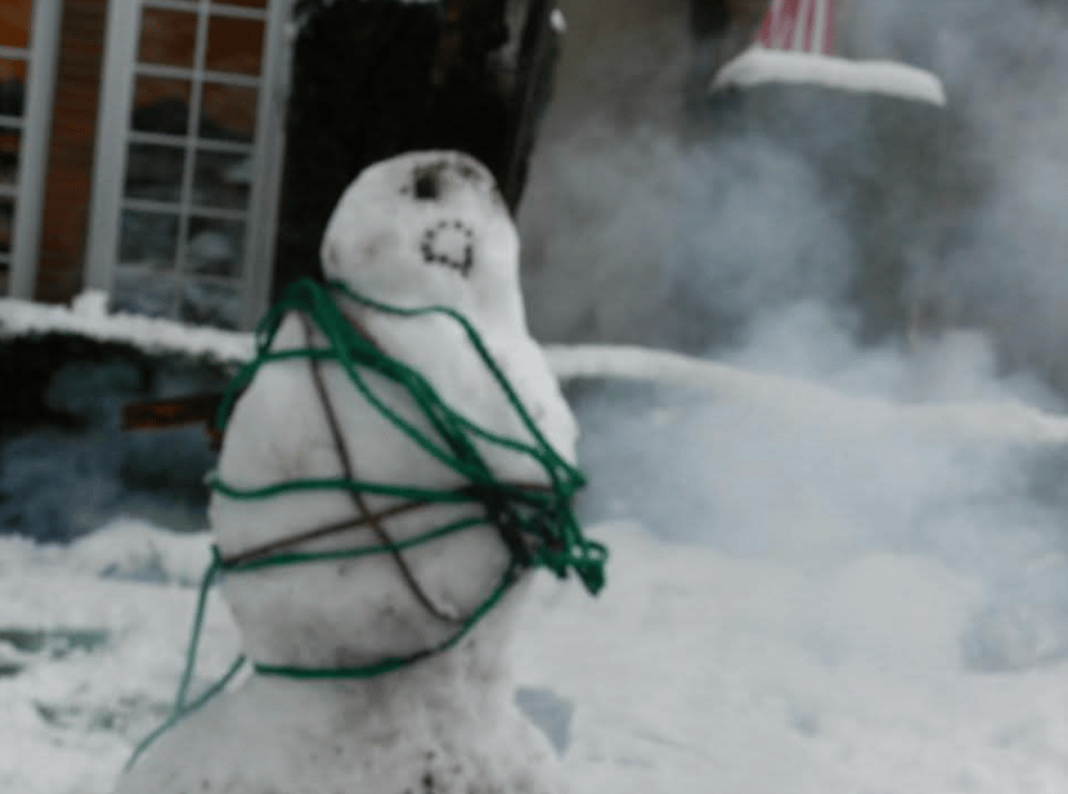 snowman is screaming and on fire