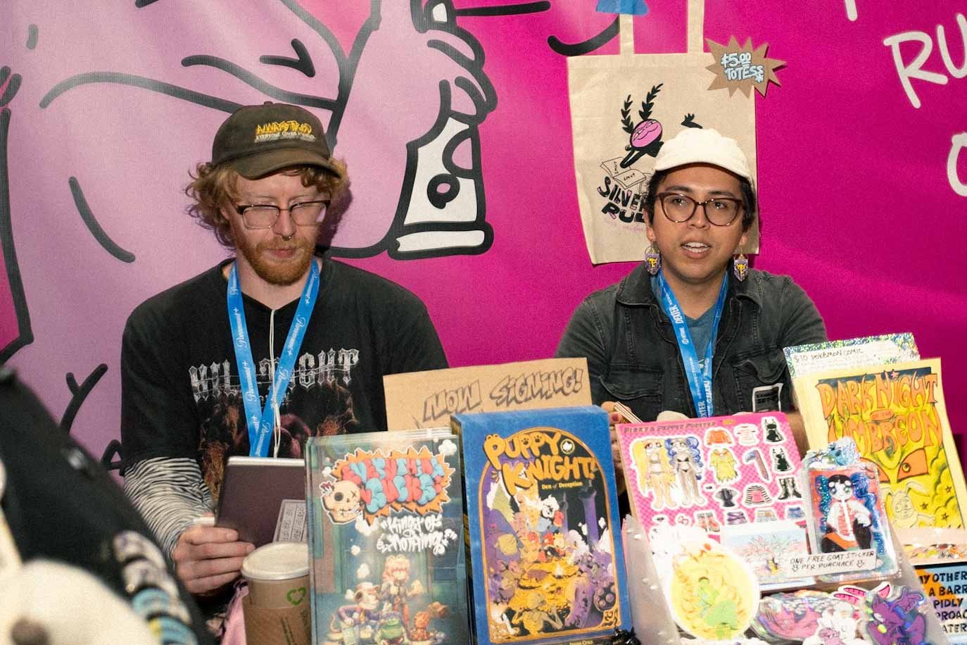 Photo of Michael Sweater and I at the Silver Sprocket booth.