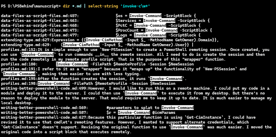 Sample Select-String output