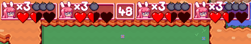 a condensed version of my new HUD which fits four players' information along the top of the screen
