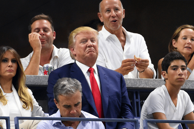 Sep 8, 2015; New York, NY, USA; Donald Trump on day nine of the 2015 U.S. Open tennis tournament at USTA Billie Jean King National Tennis Center.Robert Deutsch/USA Today Sports