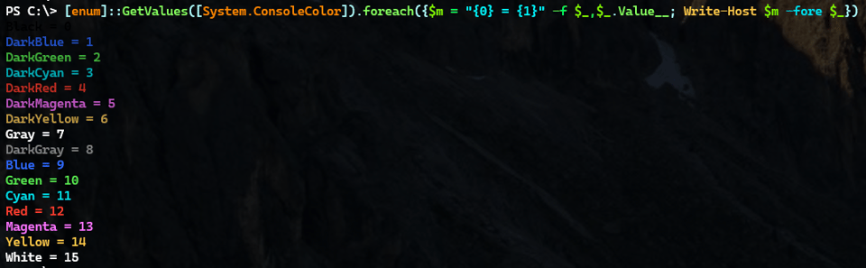 Enumerating console colors