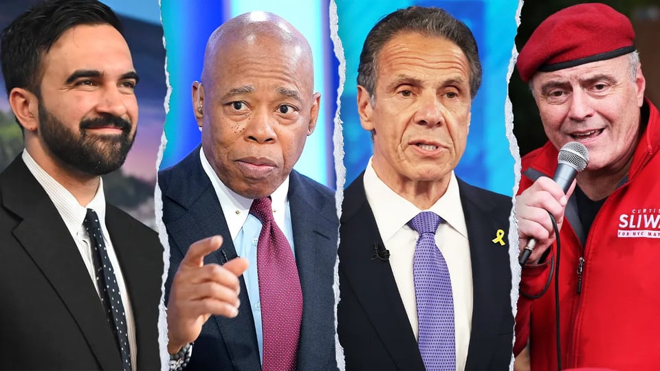 Left to right. Mamdani. Adams. Cuomo. Sliwa.